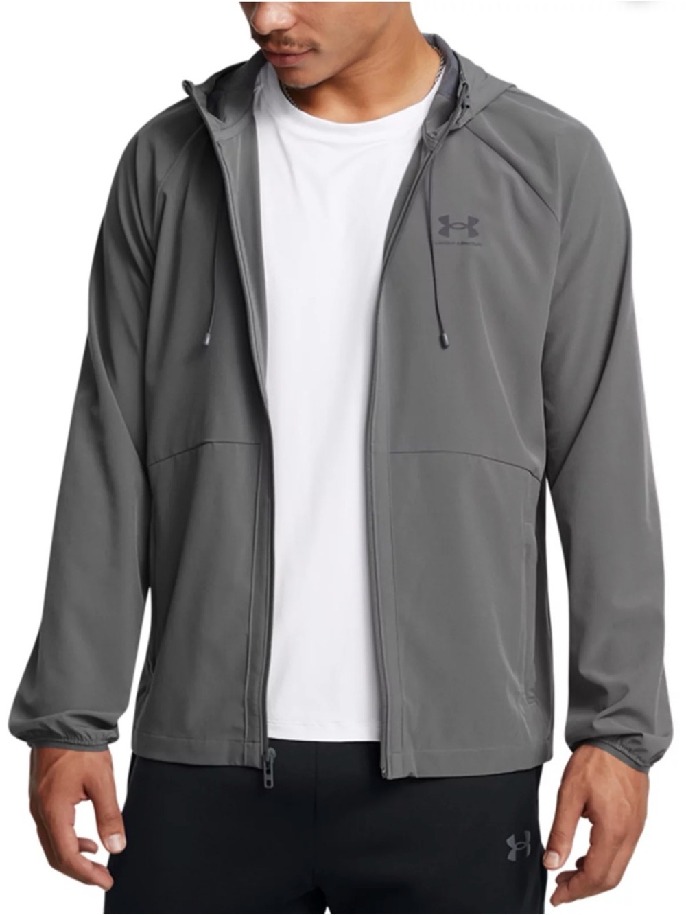 NWT Under Armour Men's UA Vibe Woven Gray Hooded Windbreaker Jacket XL